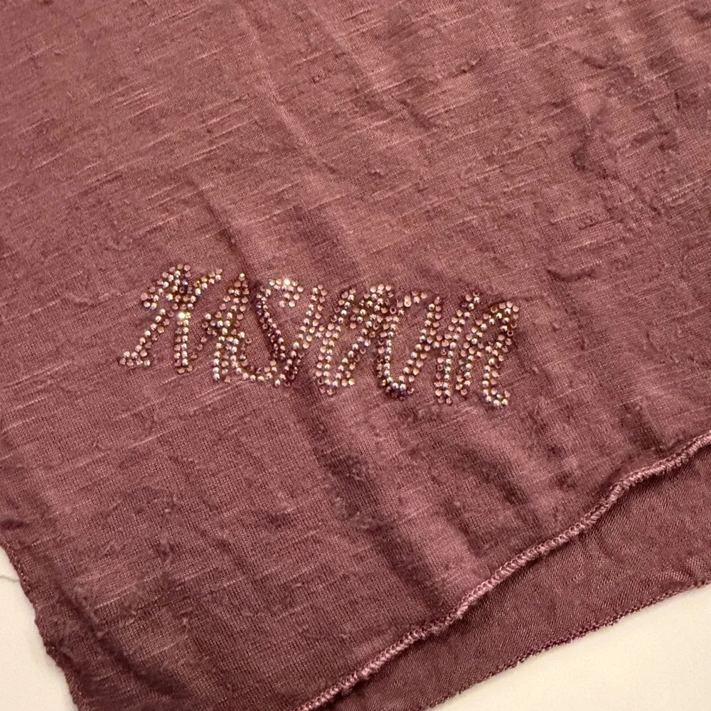 Kashkha Embellished Hijab Scarf‎ Wrap Shawl Sheer Mauve Purple Rhinestone